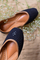 Sadabahar Black Sequins Chikankari Jutti